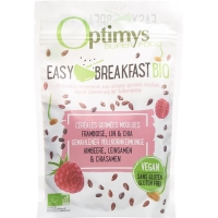 Органический пакетик Optimys Easy Breakfast с малиной и семенами льна и семенами чиа