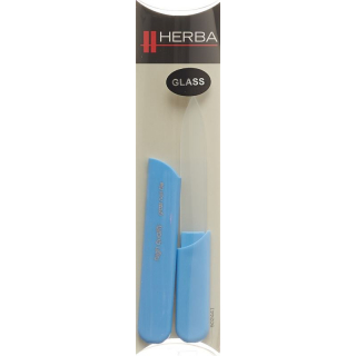 Стеклянная пилочка для ногтей Herba с защитным колпачком 13см, голубая