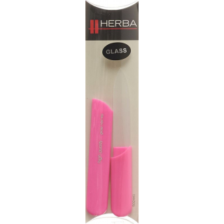 Стеклянная пилочка для ногтей Herba с защитным колпачком 13см розовая