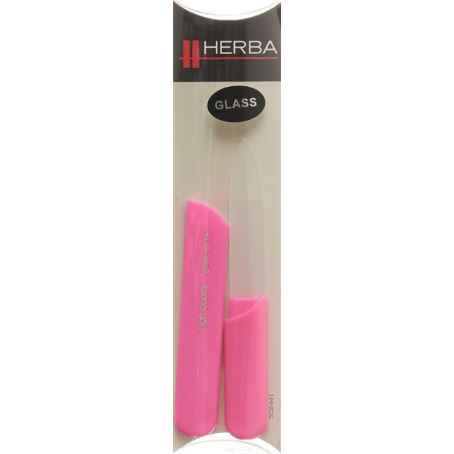 Стеклянная пилочка для ногтей Herba с защитным колпачком 13см розовая