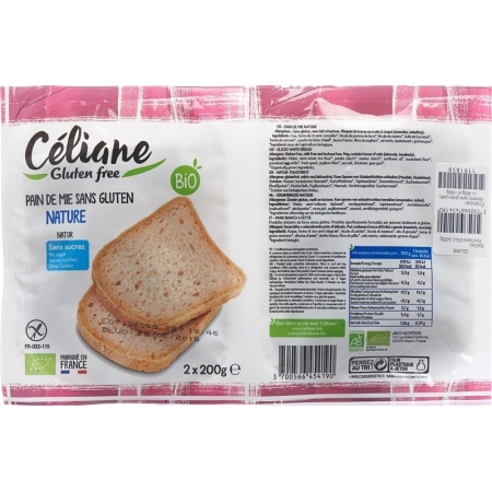 Les Recettes de Céliane натуральний тостовий хліб без глютену 2 х 200 г
