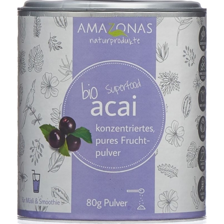 Органічний фруктовий порошок AMAZONAS acai 100% чистий Ds 80 г