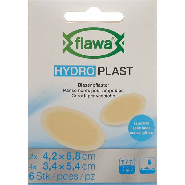 Flawa Hydro Plast Blister plaster 2 sizes 6 pieces
