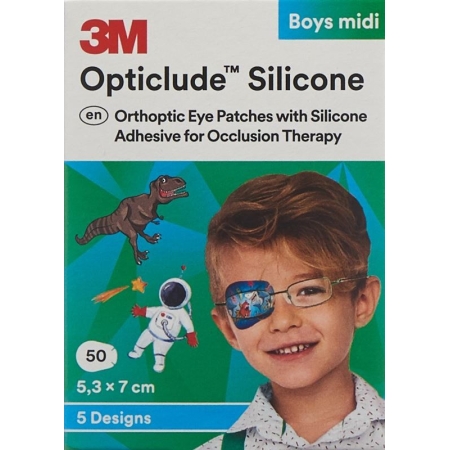 Силіконова пов'язка для очей 3M Opticlude 5.3x7cm Midi Boys 50 шт.