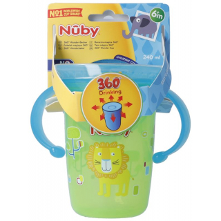 Чашка для питья NUBY 360° Wonder Cup 240мл с ручкой ЗЕЛЕНЫЙ