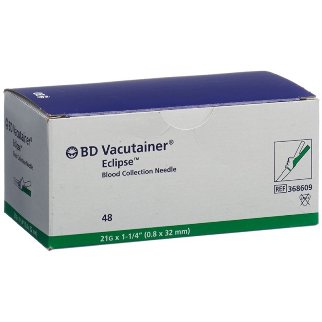 Канюля Vacutainer Eclipse 21г 0,8х32мм зелена 48 шт