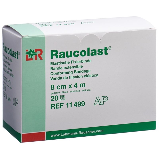 Бинт Raucolast еластичний фіксуючий 8смх4м 20 шт