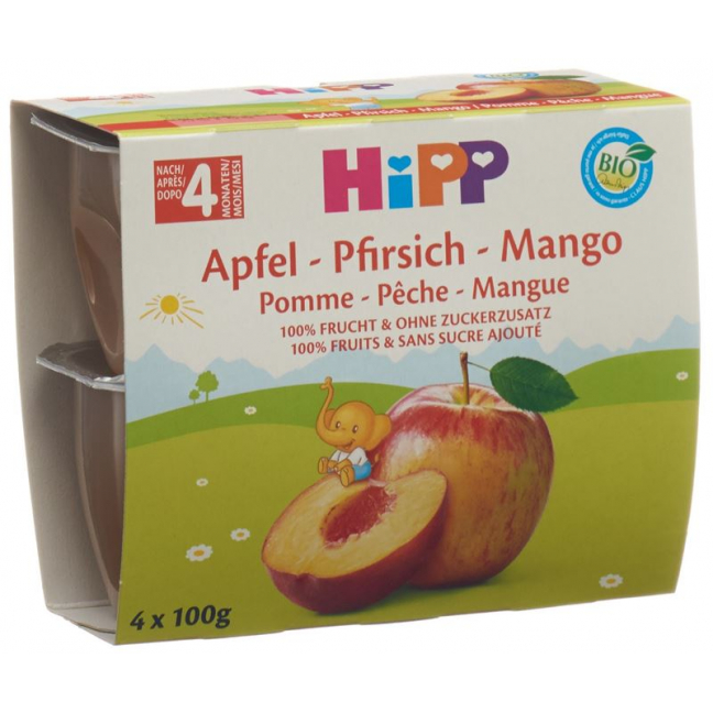 Hipp Fruchtpause Apfel Pfirsich Mango 4x 100g