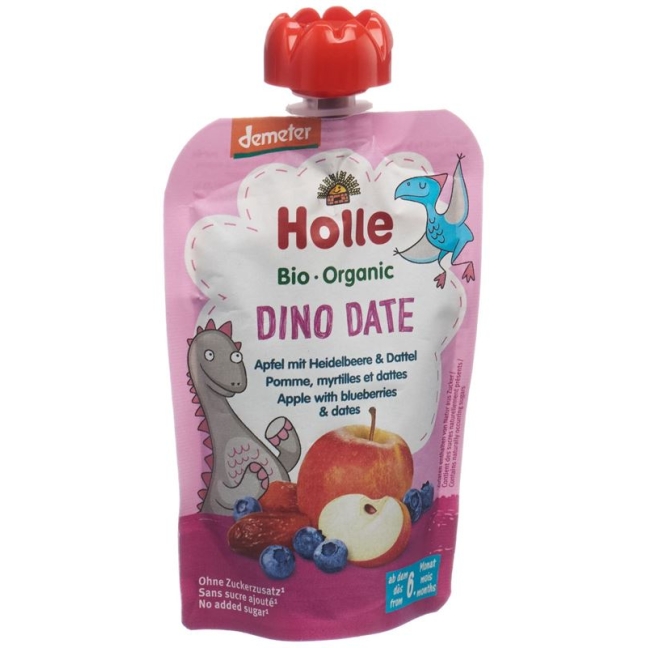 Holle Dino Date Pouchy Apple Blueberry with Date 100 г