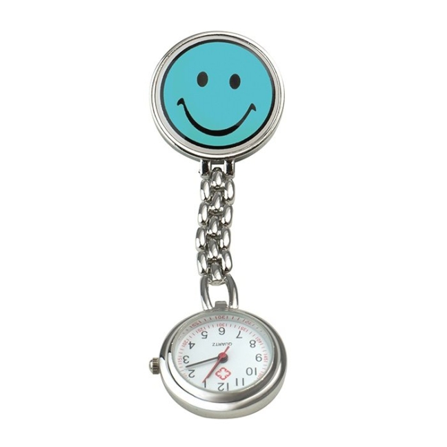 Годинник медсестри Sundo Smiley 9 см світло-блакитний з кліпсою на батарейці