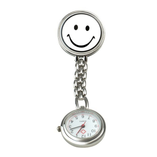 Sundo Schwestern-Uhr Smiley 9cm Weiss M Clip Batt