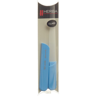 Стеклянная пилочка для ногтей Herba с защитным колпачком 13см, голубая