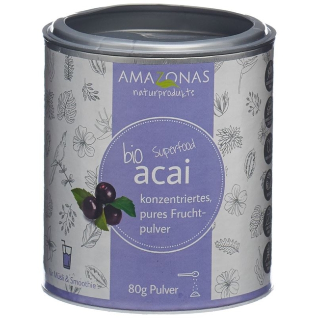 Acai Bio Fruchtpulver 100% Pur Dose 80g