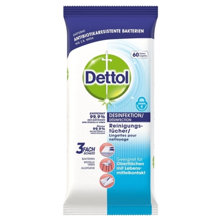 Серветки Dettol дезінфікуючі очищувальні 60 шт