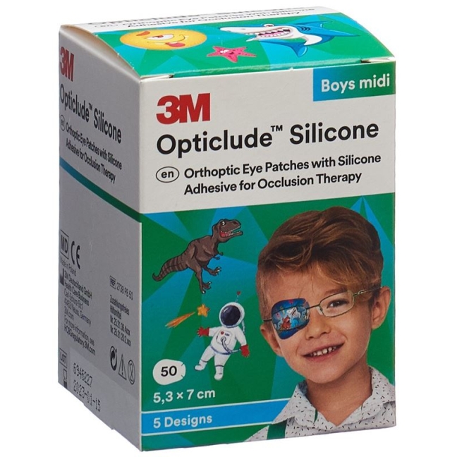 Силіконова пов'язка для очей 3M Opticlude 5.3x7cm Midi Boys 50 шт.