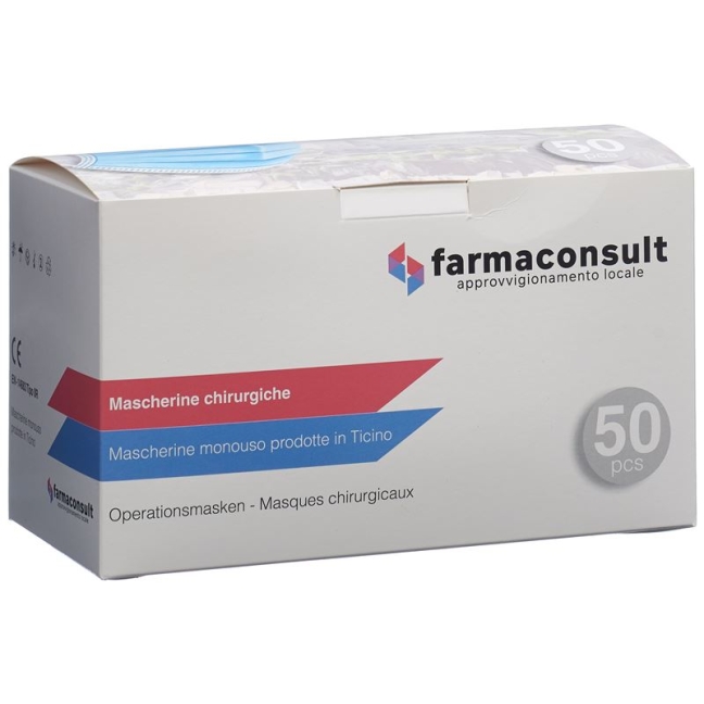 Маска медична Farmaconsult одноразова тип IIR синя 50 шт