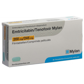 Эмтрицитабин Теноф Майлан таблетки, покрытые пленочной оболочкой 200/245 мг 30 шт.