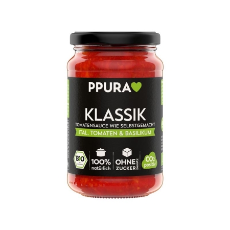 Ppura Sugo Klassik Tomanten & Basilikum Bio 340g