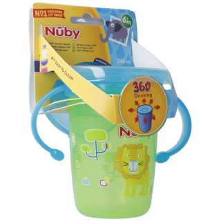 Чашка для питья NUBY 360° Wonder Cup 240мл с ручкой ЗЕЛЕНЫЙ