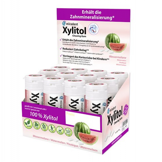 Miradent Xylitol Chewing Gum Disp Watermel 12x30pcs