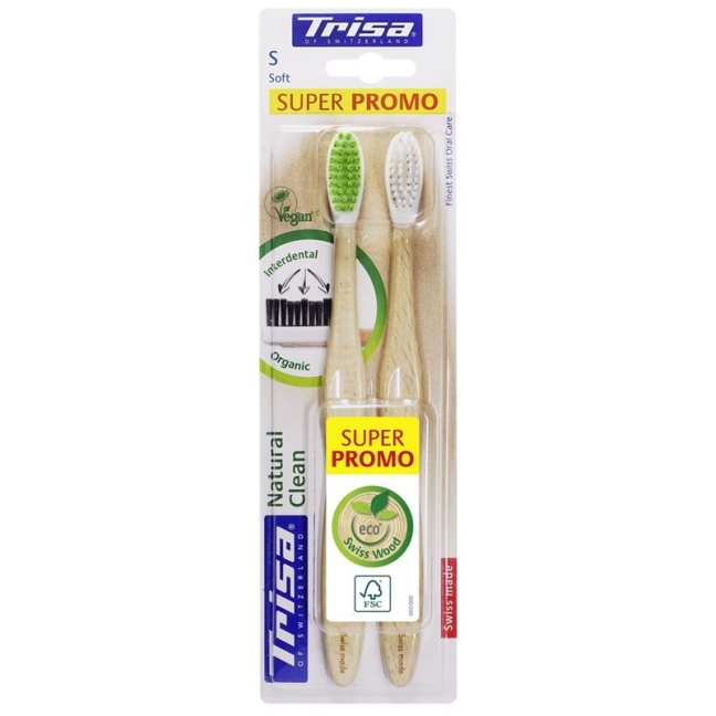 TRISA Natural Clean дерев&#39;яна зубна щітка soft DUO