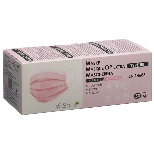 Vasano Op Mask Extra Iir D/f/i/e Light Pink 50 шт