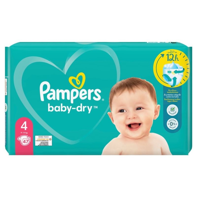 Pampers Baby Dry Gr4 9-14 кг Максі економ упаковка 45 шт