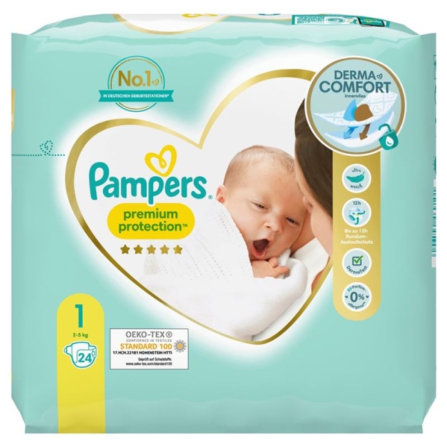 PAMPERS Prem Prot Gr1 2-5 кг NB переносна упаковка