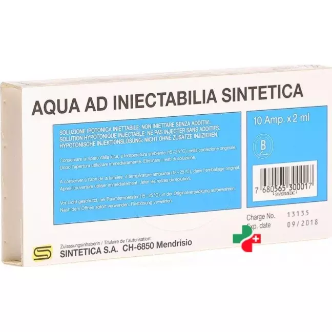 Aqua ad iiectabilia Sintetica Inj Lös 2 мл ампули 10 шт. Aqua ad iiectabilia Sintetica Inj Lös 2 мл ампули 10 шт.