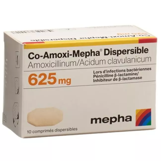 Co-Amoxi-Mepha Dispersible Disp Таблетки 625 мг 20 шт Co-Amoxi-Mepha Dispersible Disp Таблетки 625 мг 20 шт