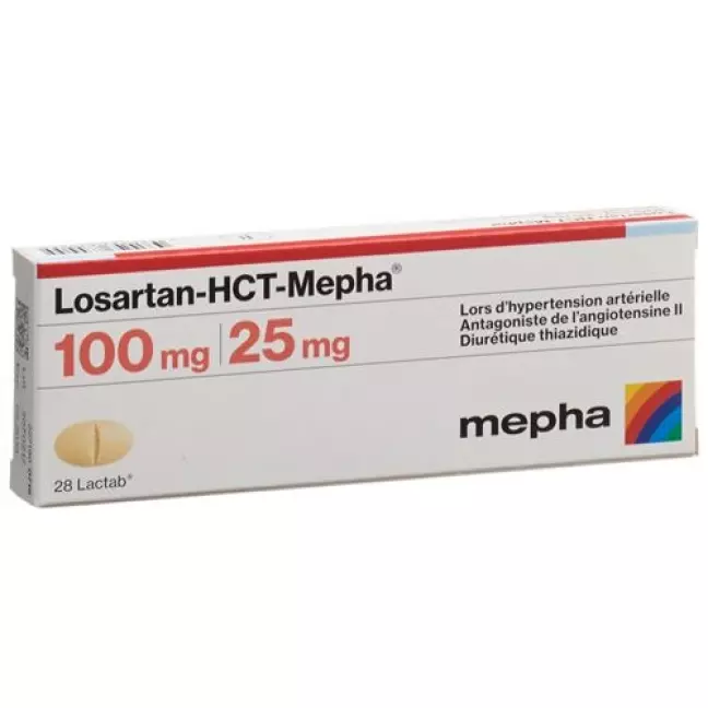 Losartan-HCT-Mepha Lactab 100/25мг 98 шт Losartan-HCT-Mepha Lactab 100/25мг 98 шт