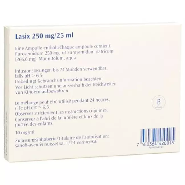 Lasix Inf Lös 250 мг/25 мл внутрішньовенно 6 Ампер 25 мл Lasix Inf Lös 250 мг/25 мл внутрішньовенно 6 Ампер 25 мл
