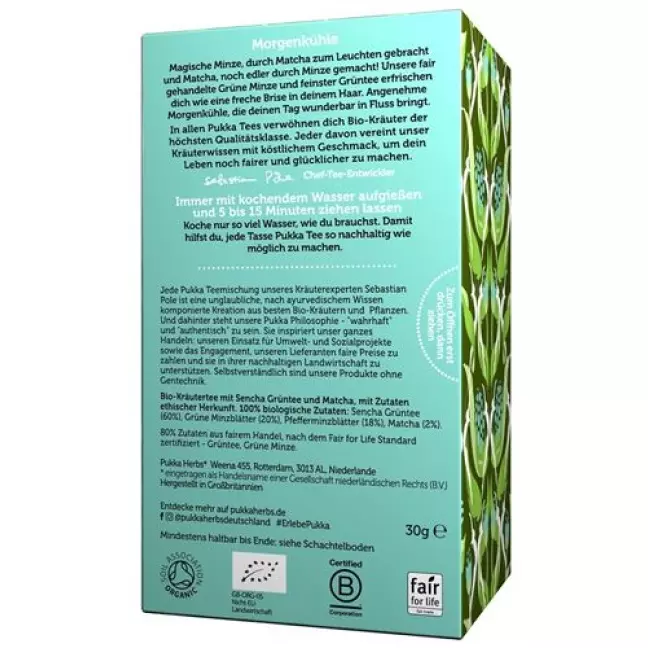 Органічний пакетик зеленого чаю Pukka Mint Matcha 20 шт Органічний пакетик зеленого чаю Pukka Mint Matcha 20 шт