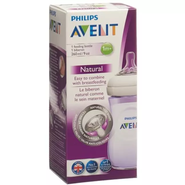 Пляшка Avent Philips Naturnah 260 мл фіолетова Пляшка Avent Philips Naturnah 260 мл фіолетова