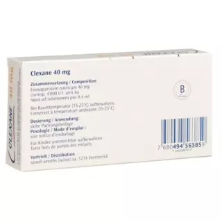 Clexane Inj Lös 40 мг/0,4 мл 2 Fertspr 0,4 мл
