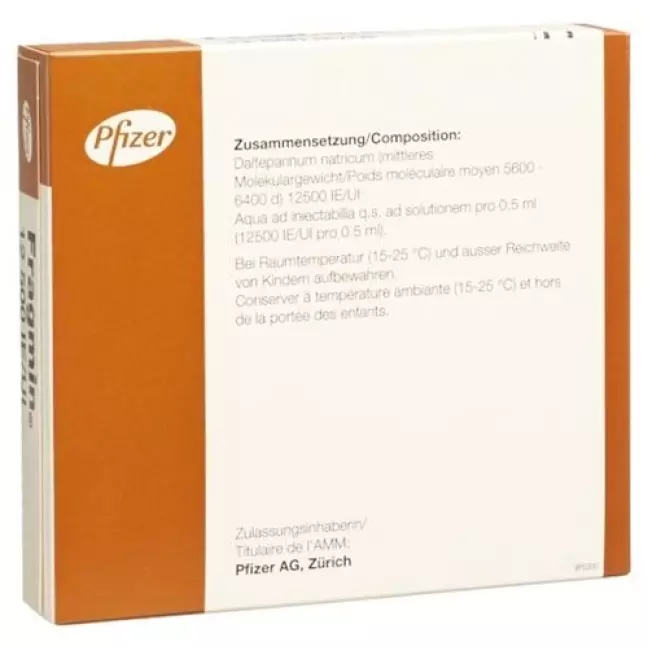 Fragmin Inj Lös 12500 МО/0,5 мл 5 Fertspr 0,5 мл Fragmin Inj Lös 12500 МО/0,5 мл 5 Fertspr 0,5 мл