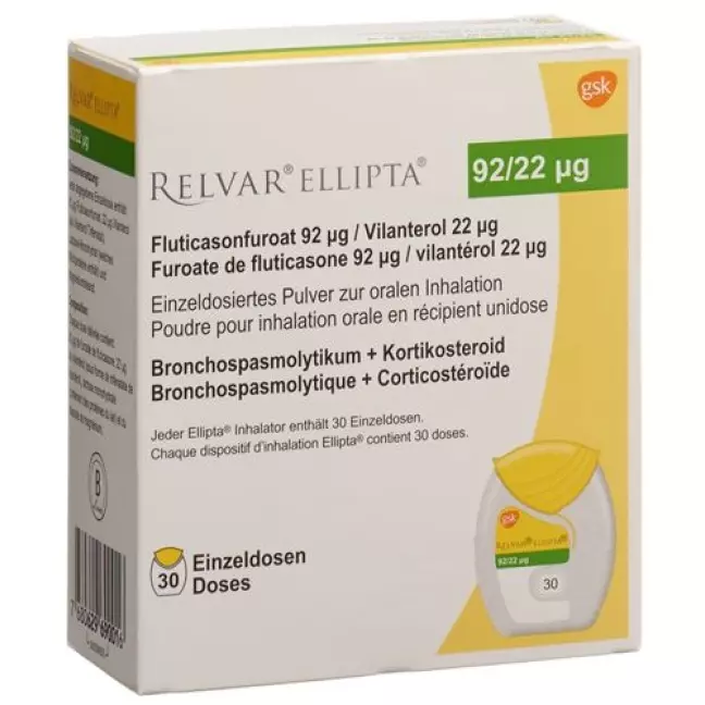 Relvar Ellipta Pulver 92 mcg/22 mcg 30 Dosen Relvar Ellipta Pulver 92 mcg/22 mcg 30 Dosen