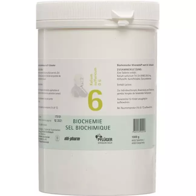Pflueger Schussler Nr. 6 Kal Sulf в таблетках, D 6 1000г Pflueger Schussler Nr. 6 Kal Sulf в таблетках, D 6 1000г