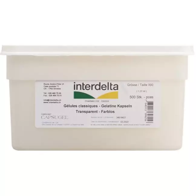 Капсули желатинові 000 прозорі Interdelta box 500 шт