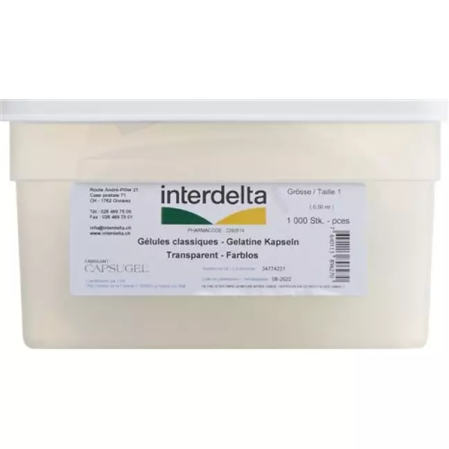 Капсули желатинові 1 прозора коробка Interdelta 1000 шт Капсули желатинові 1 прозора коробка Interdelta 1000 шт