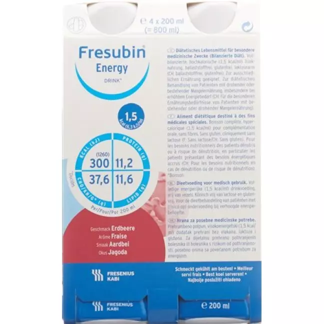 Fresubin Energy DRINK Полуниця 4 пляшки 200 мл Fresubin Energy DRINK Полуниця 4 пляшки 200 мл