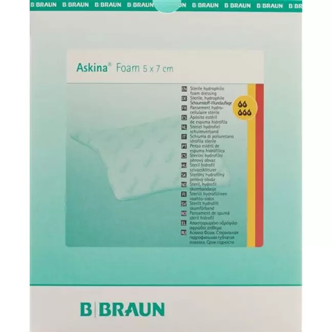 Пов'язка Askina Foam поролонова 5х7 см 10 шт Пов'язка Askina Foam поролонова 5х7 см 10 шт