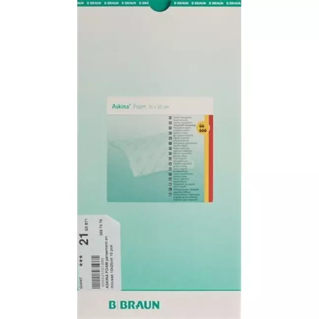 Пов'язка Askina Foam поролонова ранова 10х20см 10 шт Пов'язка Askina Foam поролонова ранова 10х20см 10 шт