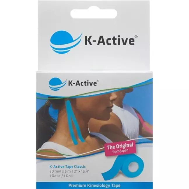 Кінезіологічна стрічка K-Active Classic 5смх5м синя водовідштовхувальна 6