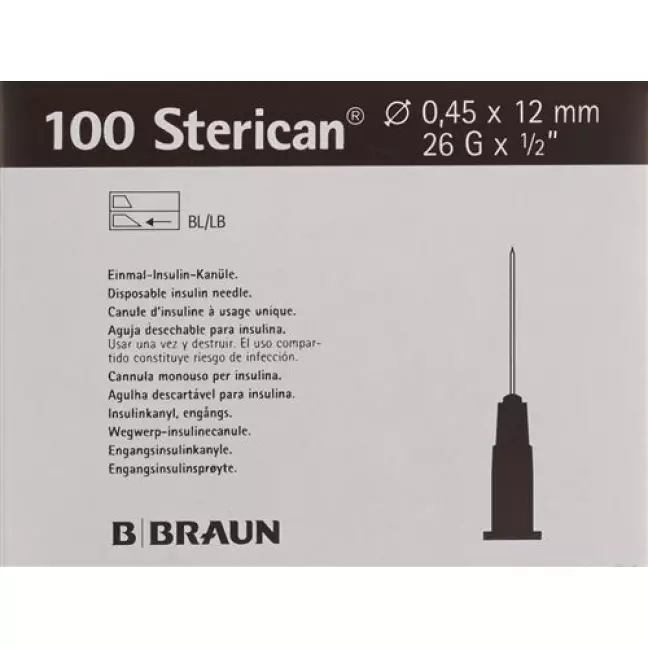 Голка STERICAN 26G 0,45x12мм коричнева Luer 100 шт