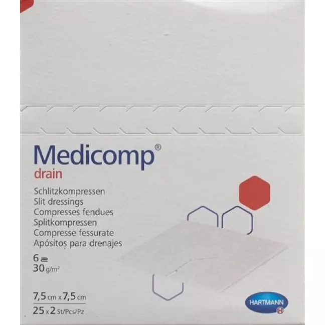 Medicomp Drain Vlieskompressen 7.5x7.5 Steril 25 пакетиков 2 шту Medicomp Drain Vlieskompressen 7.5x7.5 Steril 25 пакетиков 2 шту
