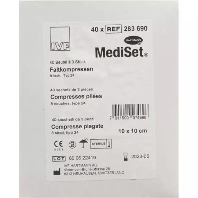 MediSet Faltkompressen Typ 24 8-fach 10x10см 3 штуки MediSet Faltkompressen Typ 24 8-fach 10x10см 3 штуки
