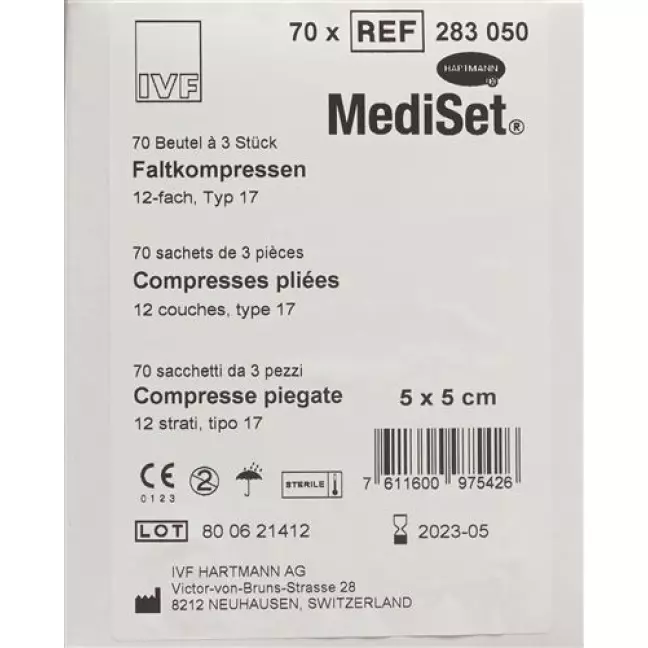 MediSet Faltkompressen Typ 17 12-fach 5x5см 70x 3 штуки MediSet Faltkompressen Typ 17 12-fach 5x5см 70x 3 штуки