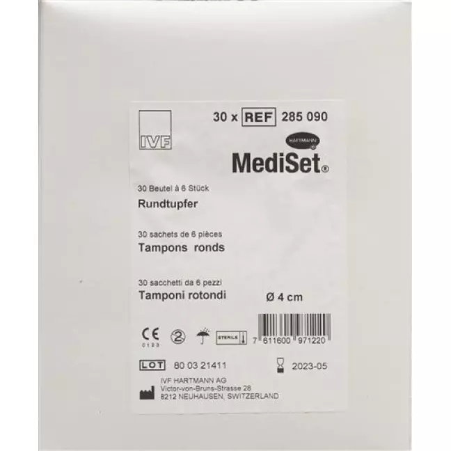 Тампони Mediset круглі 4 см стерильні 30 пакетиків 6 шт