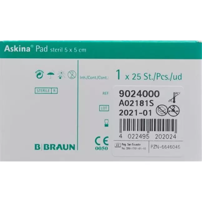 Компрес флісовий Askina Pad 5смх5см пакет стерильний 25 шт Компрес флісовий Askina Pad 5смх5см пакет стерильний 25 шт